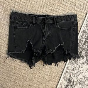 Express black denim shorts